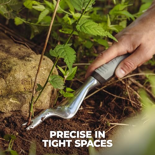 Woodland Tools Heavy Duty Garden Weeder – Manual Weed Puller Tool with Anodized Aluminum Blade & Ergonomic Grip – Root Remover for Dandelions, Thistles, & Taproots – Lawn & Flower Bed Weeding Tool - size: Weeder