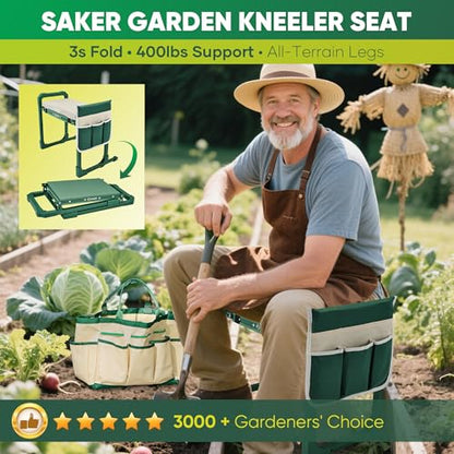 Saker Garden Kneeler and Seat Foldable Gardening Stool with Extendable Legs - size: Luxury version