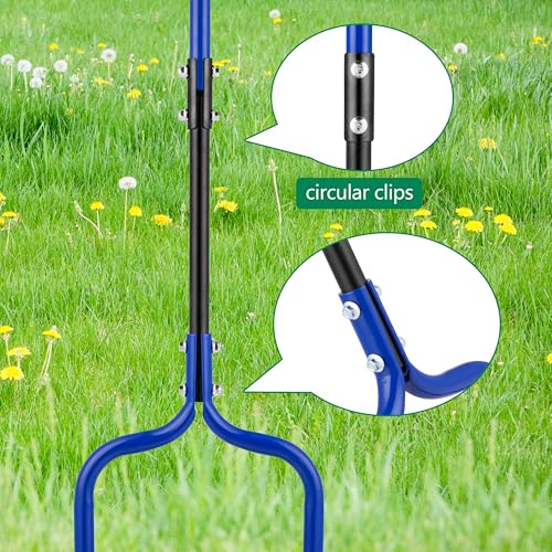 Spike Tine Fork Lawn Aerator – 4 Stainless Steel Cut Pipe Spikes Manual Gardening Hand Tool - Grass Dethatcher Aerator Lawn Tool with Solid Tines for Compacted Soil - Lawn Plugger Aerator.