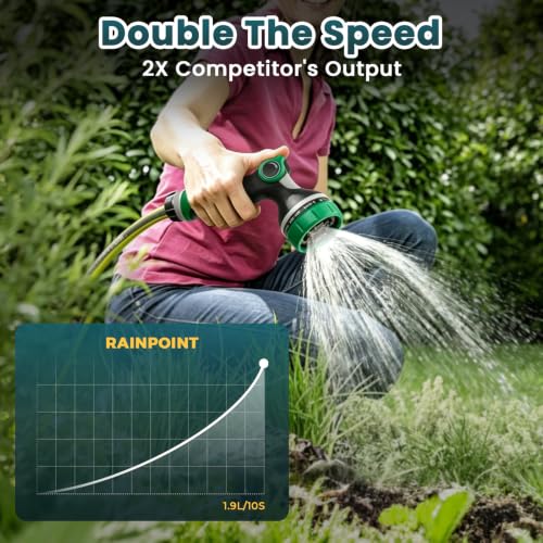 Garden Hose Nozzle,Water Hose Sprayer Thumb Control with 10 Spray Patterns - color: Green