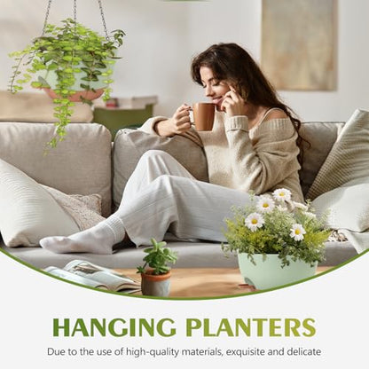 GARDIFE Hanging Planters, Self Watering, Green 10 Inch 2 Pack with Drainage - color: Green, size: 10 inch