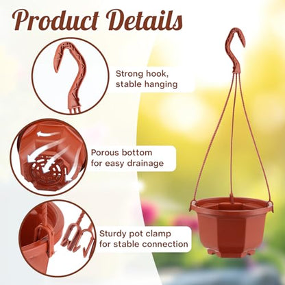 Roshtia 24 Pcs Hanging Planter Pot with Hook, Brown, 6 Inch - color: Brown, size: 6 Inch