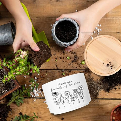 Thank You Gifts for Teacher, Succulent Plant Pot (Plants Not Included) - style: Thanks for helping me grow