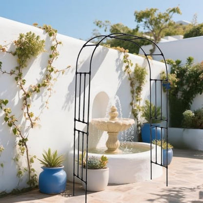 Heavy Duty Metal Garden Arch Trellis – Weather-Resistant Black Steel Arbor for Climbing Plants, Weddings, Parties, Patio, Lawn & Outdoor Decor – Easy Assembly - size: big