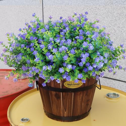 Artificial Flowers for Outdoors, 12 Bundles UV Resistant Realistic Faux Plants for Outside Porch Planter, Spring Summer Home Garden Decoration, Purple - color: Purple