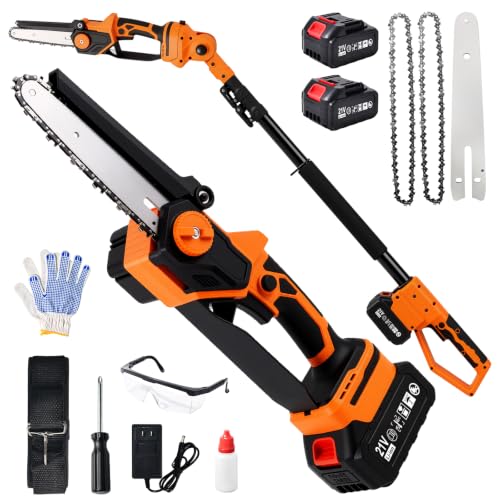 Electric Pole Saw for Tree Trimming, 6 Inch Cordless 2-in-1 Mini Chainsaw - color: Orange, size: 6inch