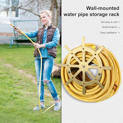Metal Garden Hose Holder - Sturdy Hose Racks Heavy Duty Hose Hanger Wall Mounted Hose Holder Decorative Hose Stewards Reel Hose Stand for Outdoor Yards(1pc Bronze)