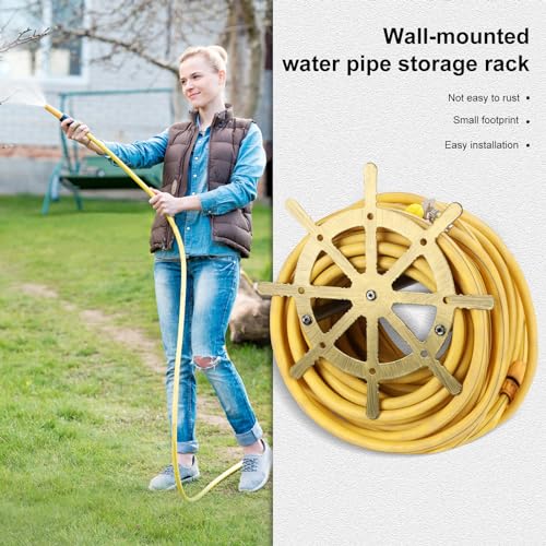 Metal Garden Hose Holder - Sturdy Hose Racks Heavy Duty Hose Hanger Wall Mounted Hose Holder Decorative Hose Stewards Reel Hose Stand for Outdoor Yards(1pc Bronze)
