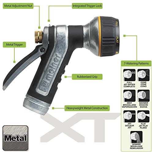 Melnor XT Metal 7-Pattern Hose Nozzle: Rear Trigger, Slip-Resistant Grip - size: Multi-Pattern, style: Heavyweight Rear Trigger