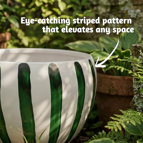 Folkulture Metal Planters for Indoor Plants with Drainage Hole & Saucer - color: Forest Green