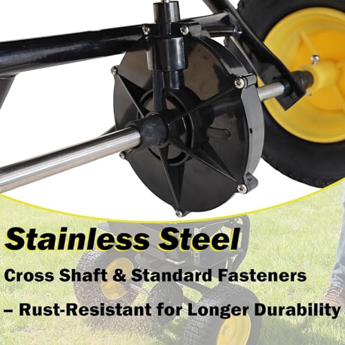 Fertilizer Spreader, Walk-Behind Push Broadcast Spreader - All Season, 100lb Capacity, 13in All-Terrain Pneumatic Tires, Grate/Cover/Enclosed Gearbox, for Seed/Fertilizer/Salt/Snow Melt