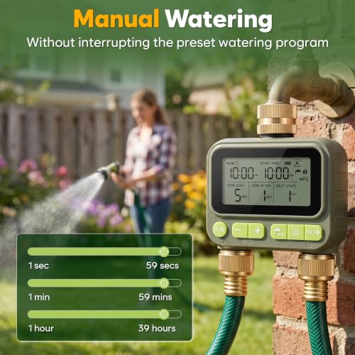 2 Zone Water Timer with Brass Inlet Outlet, Sprinkler Timer for Garden Hose - size: 2 Outlets