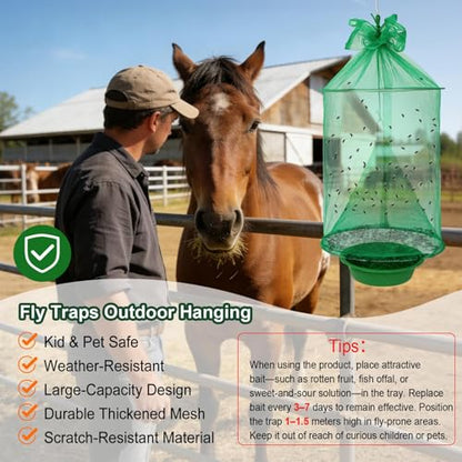 4 Pack Reusable Outdoor Fly Trap Hanging Fly Catcher with Brush