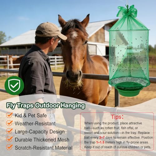 Reusable Outdoor Fly Trap Hanging Fly Catcher with Brush-8 Pack - size: 8 pack