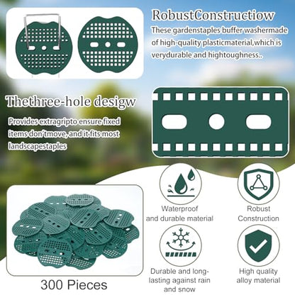 300 Pcs Landscape Staple Gasket Garden Landscape Staples Washer Pad Yard Pins Pad for Outdoor Weed Barrier Fabric Yard Tent (Green)