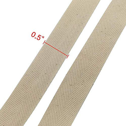 Natural Cotton Twill Tape 55 Yards 1/2Inch Bunting Bias Tape Herringbone Webbing Tape Roll for Apron Sewing Dressmaking Craft (Natural White) - color: Natural white, size: 1/2inch
