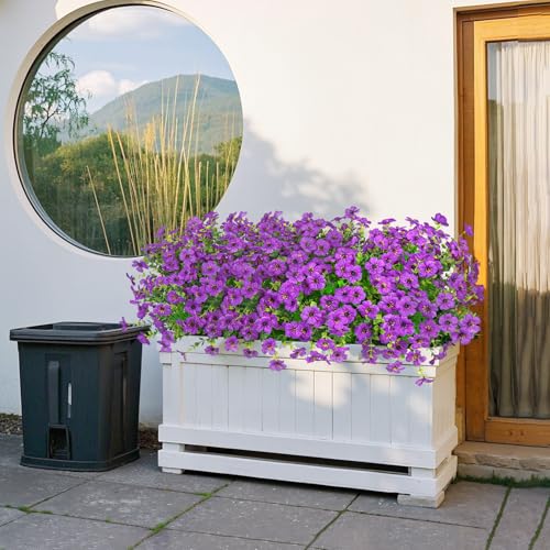 20 Bundles Artificial Flowers for Outdoors Fake Plants, Purple - color: Purple
