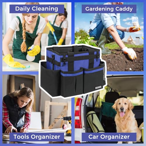 SCAVATA Compact Wearable Cleaning Caddy with Handle & Shoulder Straps - color: Blue