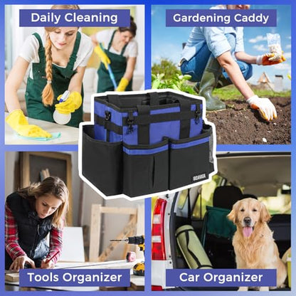 SCAVATA Compact Wearable Cleaning Caddy with Handle & Shoulder Straps - color: Blue