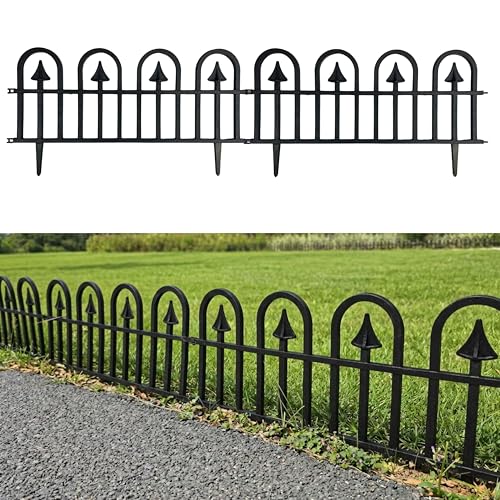 LaLaGreen Garden Edging Border (24in, 10 Pack) Small Flower Fence Panels - color: Black x 10