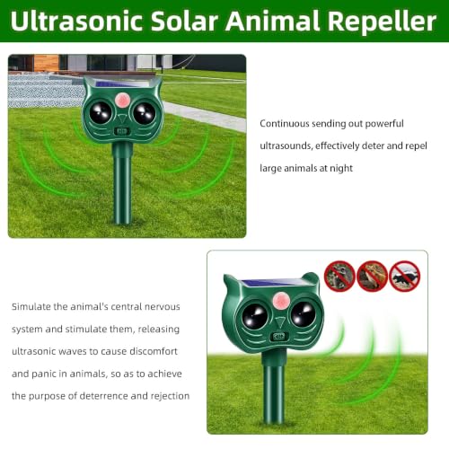 Cat Repellent Outdoor 4 Pack Solar Ultrasonic Animal Repeller for Deer