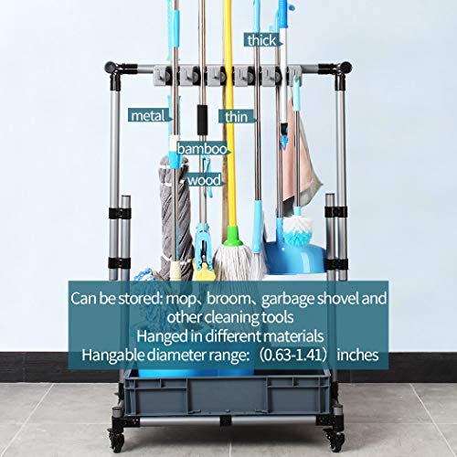 Broom And Mop Holder Put Wet Movable Floor-Mounted Mop Rack Floor Standing Cleaning Tool Cart Storage For Garden Garage Schools, Hospitals, Factories, Hotels,Property Companies - size: 10slots