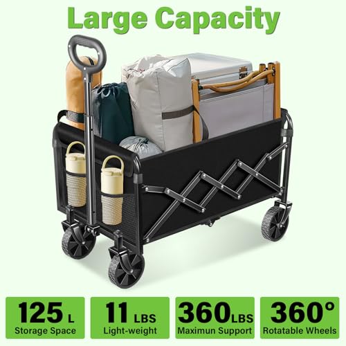 Wagons Carts Foldable,Collapsible Wagon Cart with Wheels - color: Green