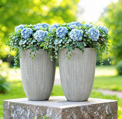 19" Mediterranean Resin Large Outdoor Planters Pot for Plants Flowers - color: 19"h-beige Fluted