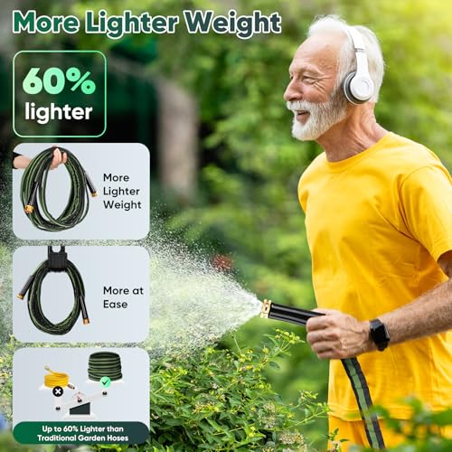 CXEZSIK Garden Hose 50ft Lightweight Non-Expanding No-Knot (Black Green) - color: Black Green, size: 50FT