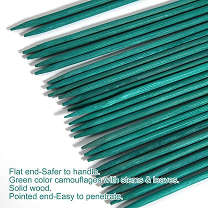50 pcs 18 Inch Plant Sticks Support, Floral Plant Support, Wooden Sign Posting Green Bamboo Garden Sticks with Garden Ties - color: 50 pcs