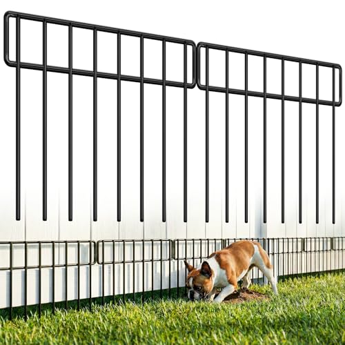 HIHADUUM 30Ft(L) X 13Inch(H) Animal Barrier Fence - 21 Pack Garden Fence Panels, Metal Garden Edging Fence Border No Dig Fencing for Dog Rabbits Ground Stakes Defense and Outdoor Patio Fence Extension - color: Black, size: 30 ft(L) X 13 in(H), 21 Pack