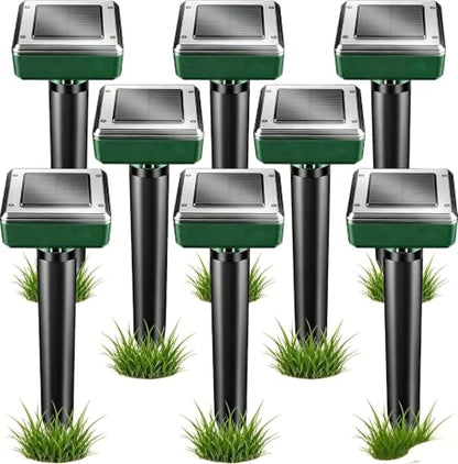Mole Repellent Solar Powered 8 Pack Sonic Mole Deterrent Spikes, Snake Gopher Vole Repellent for Lawn Garden & Yard Gopher Deterrent, Groundhog Repellent