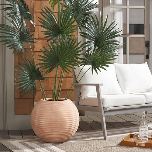 SAFAVIEH Outdoor Mora Concrete Planter Pot, 20.1" Terracotta PAT1534D - color: Terracotta