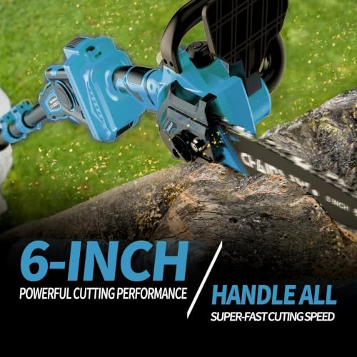 2-in-1 Brushless Cordless Pole Saw, 8 Inch Electric Pole Chainsaw for Makita 18V Battery(Not Included)14.8 FT Max Extension, Multi-Angle Power Chainsaw w/Pole for Tree Trimming, Wood Cutting