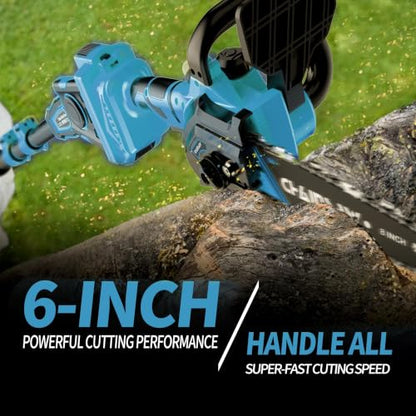 2-in-1 Brushless Cordless Pole Saw, 8 Inch Electric Pole Chainsaw for Makita 18V Battery(Not Included)14.8 FT Max Extension, Multi-Angle Power Chainsaw w/Pole for Tree Trimming, Wood Cutting