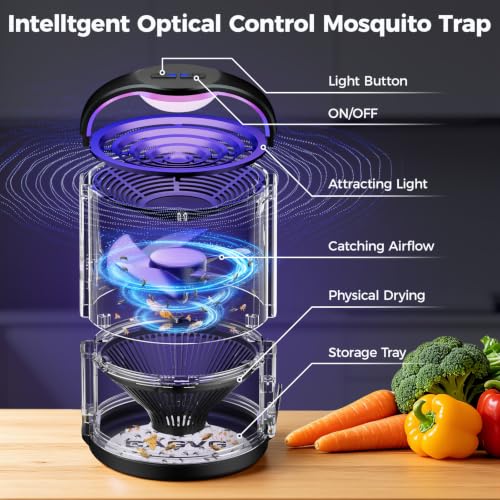 Fruit Fly Traps for Indoors, Indoor Fly Trap with Adjust Lighting, Black - color: black&blue