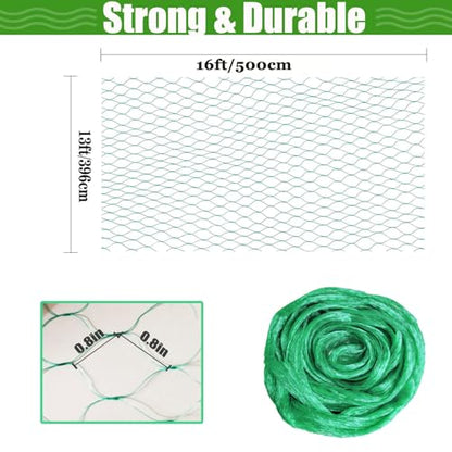 Bird Netting for Garden Protection Bird Fence Plant Netting Garden Garden Netting Mesh for Chicken Coop Deer Squirrels Poultry Protect Fruit Trees Vegetable 13x16.5ft