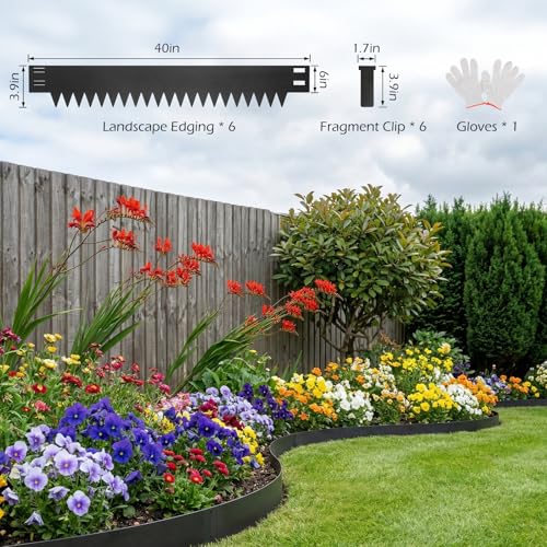 Dyna-Living 20FT Galvanized Steel Landscape Edging 40 x 6 Inch Metal Edging - size: 6 inch