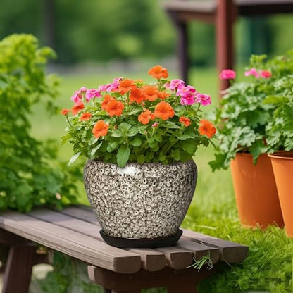 Ceramic Pots for Plants, 10 Inch Planters, White Leopard - color: White Leopard, size: 10 Inch