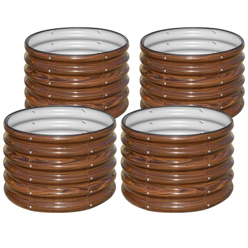 SnugNiture 2×2×1.5 FT 4 PCS Round Raised Garden Bed Outdoor,Brown - color: Brown, size: 2×2×1.5ft(4 Pack)