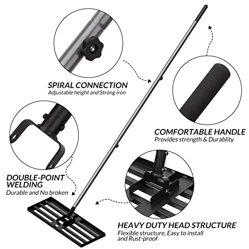 Walensee Lawn Leveling Rake, Reinforced Leveler with 6.5FT Steel Handle - size: 6.5FT 17"x10"