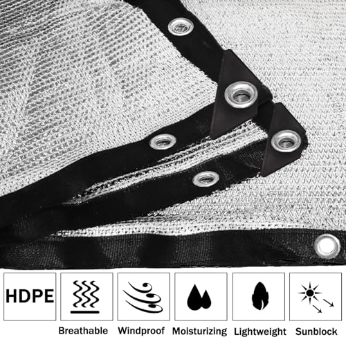 85% Aluminet Shade Cloth with Grommets 6.5 x 10FT Reflective Sun Shade Tarp - size: 6.5 ft x 10 ft