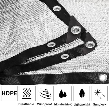 85% Aluminet Shade Cloth with Grommets 6.5 x 10FT Reflective Sun Shade Tarp - size: 6.5 ft x 10 ft