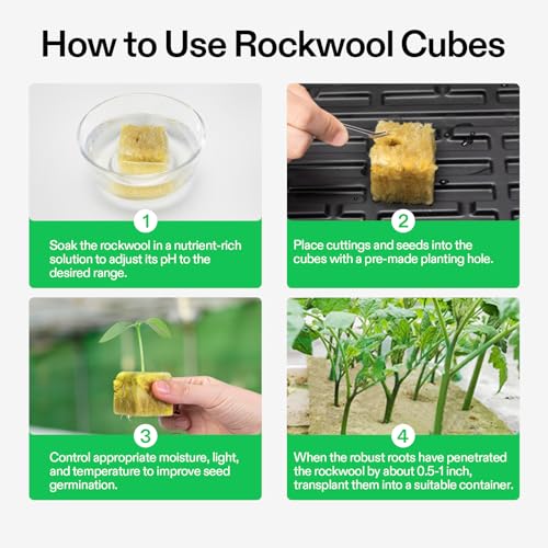 VIVOSUN 1.6" Rockwool Cubes, 4 Sheet of 112 Plugs Stonewool Starter - size: 1.6"-112 Plugs