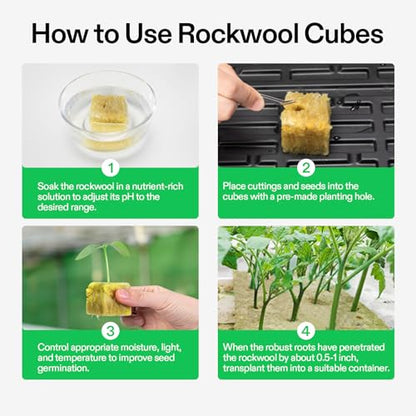 VIVOSUN 1.6" Rockwool Cubes, 4 Sheet of 112 Plugs Stonewool Starter - size: 1.6"-112 Plugs