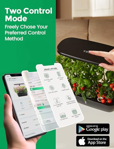 LETPOT LPH-Lite Hydroponics Growing System, 12 Pods Smart Herb Garden Kit Indoor, Indoor Garden, APP & WiFi Controlled, with 24W Growing LED, 5.5L Water Tank, Pump System, Automatic Timer - size: 12 Pods-Black