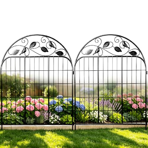 Decorative Garden Fence, 32in H x 12ft L Arched Metal Animal Barrier Fence, Rustproof Dog Fence Outdoor, 10 Panels Sturdy No Dig Garden Border Fence for Flower Beds, Landscaping and Yard - size: 10 Panels-32in(H)x22.5ft(L)-Dome