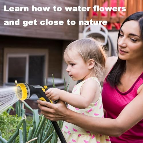 Garden Hose Nozzle with Adjustable 10 Watering Patterns Hose Spray Nozzle - color: Yellow