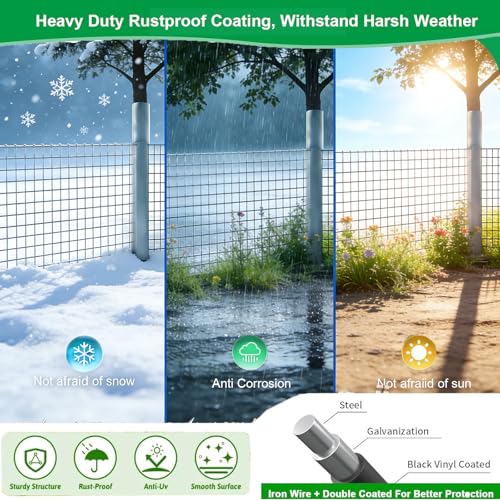 Welded Wire Fence 24inch x 50ft, 2inch x 3inch Black Chicken Wire Fencing, 16Gauge PVC Coated Garden Wire Fence Rolls, Anti-Rust Metal Fencing for Yard Plant Protection Poultry Netting - size: 2ft x 50ft