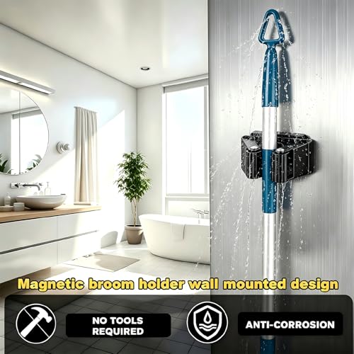 2 Pack Magnetic Broom Holder Wall Mounted Anti Slip Rack - size: 2 Pack B